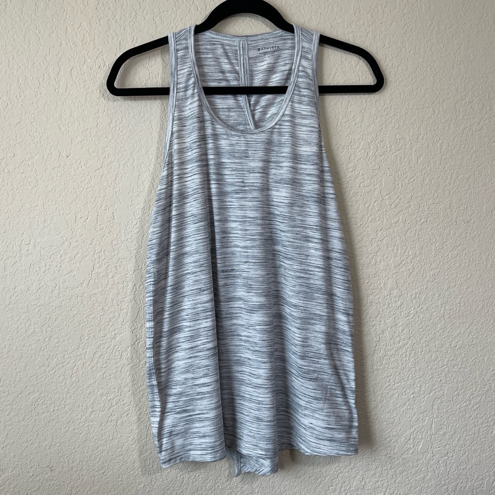 Athleta Women’s Essence Spacedye Tie Back Tank Gray White Sleeveless Top Size L